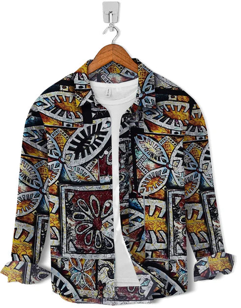 Casual Shirt- Linen 3D Blocks Print